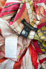 Spring 2004 Roberto Cavalli Long Version of Runway Look 23 Feather Light Silk Coral & Gold Print Dress