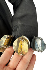 Fabulous 1960s Geoffrey Beene Black Silk Organza Dress w Metallic Gold & Silver Discs & Bead Detail