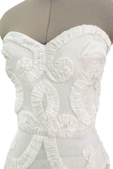 Dreamy Fall 2007 Oscar de la Renta Silk Organza Strapless Wedding Dress w Silk Ribbon Embellishment Detailing