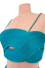 Exceptional Spring 1974 Madame Gres Haute Couture Unlabeled Documented Blue Silk Jersey Skirt & Top