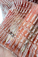 Prettiest Spring 2000 Giorgio Armani Runway Dusty Pink Beaded Halter Top & Silk Chiffon Skirt Set