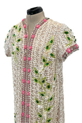 Exquisite 1960s Mr Blackwell One Off Highly Detailed & Embellished Ivory Sheath Dress