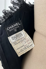 Prettiest 1992 Chanel by Karl Lagerfeld Black Silk Chiffon Dress w Black Lace Detailing