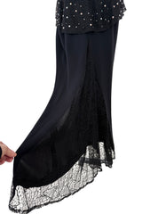 Phenomenal 1997 Christian Lacroix Black Silk Halter Dress w Rhinestone & Velvet Detailing