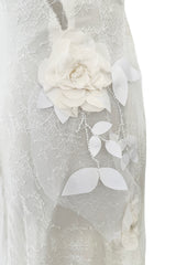 Dreamy Fall 2016 Rodarte Runway Look 40 White Lace, Silk & Net Bias Cut Dress w Hand Done Detailing