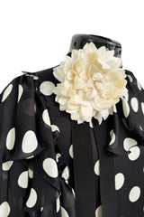 Prettiest Resort 2017 Gucci by Alessandro Michele Black & White Polka Dot Silk Chiffon Dress
