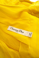 Resort 2018 Christian Dior by Maria Grazia Chiuri Runway Look 47 Plunge Yellow Silk Chiffon Dress Size 38