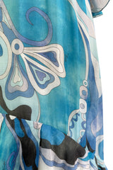 Resort 2011 Emilio Pucci by Peter Dundas Deliberately Faded & Lightly Tie Dyed Feather Light Silk Cotton Blue Print Dress