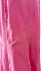1980s Unlabeled Demi-Couture Pink Silk Dress w Ruffled Front & Caped Shoulders