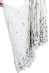 Fall 2003 Alexander McQueen 'Scanners" Runway Look 55 Silk Dress w Silver Sequins & Hand Embroidery