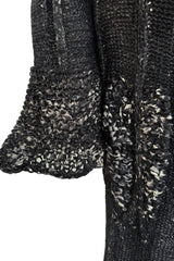 Fantastic Fall 2006 John Galliano Charcoal & Grey Knit Sweater Coat w Metal Buttons