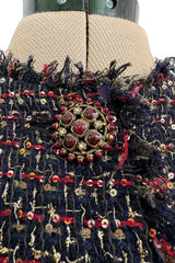 Pristine Pre-Fall 2012 Chanel by Karl Lagerfeld Metallic Gold Detailed Suit w Gripoix Buttons