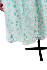 Dreamy Late 1960s Andre Laug Roma Alta Moda Couture Pale Turquoise Applied Dot Strapless Dress