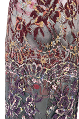 Exceptional Spring 1998 Christian Lacroix Runway Net Lace & French Blue Printed Silk Dress