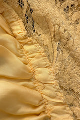 1970s Lanvin by Jules-Francois Crahay Couture Deep Yellow Lace Halter Dress w Wide Band at the Waist