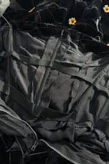 Spectacular 1980s Hubert de Givenchy Haute Couture Velvet Floral Cut Out Dress w Gold Metal Flowers