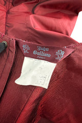 Phenomenal Fall 2000 John Galliano Deep Oxblood Silk Taffeta Corset Dress w Sweeping Skirt Panel