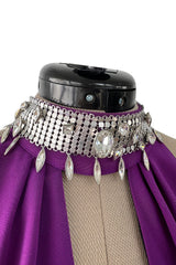 Rare Fall 2001 Thierry Mugler Runway Purple Silk Crepe Dress w the Most Incredible Open Cuts Outs
