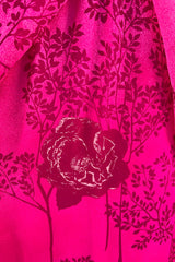 Dreamy 1970s Hanae Mori Pink Layered Bias Cut Silk Chiffon Caftan Dress w Floral Print