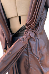 Incredible Fall 1990 Christian Lacroix Haute Couture Silk Runway Backless Dress w Two Elaborate Original Brooches