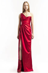 Prettiest Pre-Fall 2010 Valentino by Maria Grazia Chiuri & Pierpaolo Piccioli Red One Shoulder Silk Dress