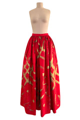 Rare Fall 1981 Fabrice Simon Couture Hand Painted Red & Gold Skirt & Top Dress Set