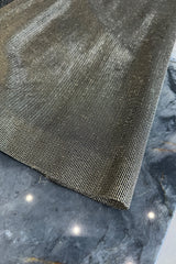 Chic 1970s Halston Deep Metallic Gold Lame Lurex Full Length Caftan Dress w Notched Neckline