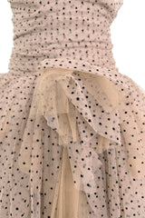 Prettiest Fall 2024 Atelier Prabal Gurung Look 7 Black Dotted Pale Nude Pinkish Net Strapless Dress w Full Skirts