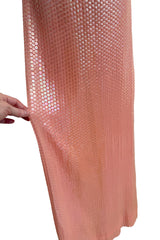 Prettiest Spring 1974 Halston Couture Pale Pastel Peach Iridescent Sequin Easy-to-Wear Tank Dress