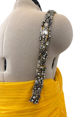 Spring 2009 John Galliano Deep Yellow Silk Chiffon Dress w Rhinestone Detailing