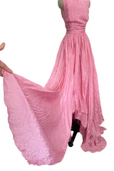 Gorgeous Pre-Fall 2012 Oscar de la Renta Runway Look 53 Soft Pink Silk Dress w Trained Skirt