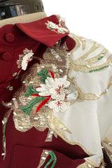 Extraordinary Spring 2022 Valentino by Pierpaolo Piccioli Look 78 Burgundy & White Embroidered Robe Dress