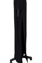 Cruise 2016 Yves Saint Laurent by Hedi Slimane Couture Black Dress w Mesh & Crystal Front