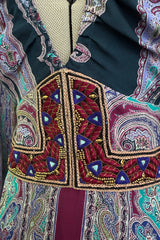 Prettiest Pre-Fall 2016 Etro by Veronica Etro Printed Silk Chiffon Dress w Embroidered & Beaded Detailing