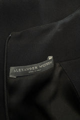 2011 Alexander McQueen Sculpted Bias Cut Black Silk Dress w Front Scoop