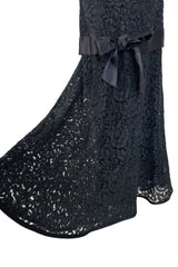 Spring 1987 Yves Saint Laurent Haute Couture Strapless Black Handmade Lace Dress