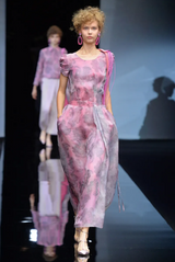 Prettiest Spring 2019 Giorgio Armani Runway Look 38 Dusty Pink Silk Organza Printed Floral Dress