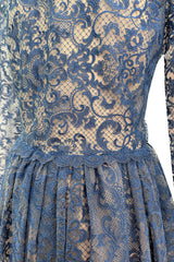 Phenomenal Fall 2013 Valentino by by Maria Grazia Chiuri & Pierpaolo Piccioli Runway Look 54 Dusty Blue Lace Dress