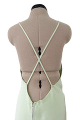 Rare Spring 1978 Philippe Venet the Haute Couture Runwau Sample Pale Mint Silk One Shoulder Dress