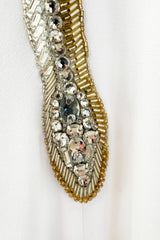 Spring 2016 Roberto Cavalli by Peter Dundas Beaded & Rhinestone Snake Detail White Jersey Dress