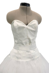 1993 Dolce & Gabbana Three Piece White Silk & Tulle Wedding Dress Overskirt & Veil Full Set