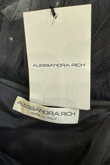 Fall 2020 Alessandra Rich Runway Look 22 in Black Strapless Dress w Tulle Bodice & Hem