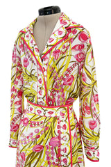 Wonderful 1960s Emilio Pucci Two Piece Cotton & Cotton Voile Pink & Yellow Skirt & Top Set