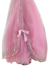 Prettiest 2000s Oscar de la Renta Strapless Pink Tulle Dress w Extensive Beadwork