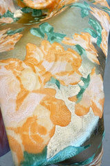 Incredible Spring 1993 Yves Saint Laurent One Shoulder Gold Floral & Peach Dress