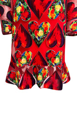 Important Spring 1997 Gianni Versace Well Documented Runway Dress w Heart Print by Jim Dine