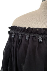 Spring 1977 Yves Saint Laurent 'Spanish Collection' Off-Shoulder Black Top & Skirt Set