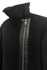 Minimalist Fall 2001 Gucci by Tom Ford Runway Look 21 Cashmere & Leather Sleek Black Coat