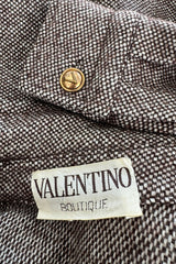 Best 1970s Valentino Four Pocket Tie Belt Jacket w Tailored Shorts Set & Gold V Logo Buttons