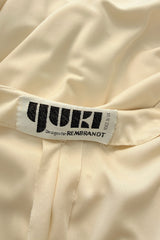 Incredible 1974 Yuki by Gnyuki Torimaru for Rembrandt Ivory Jersey Front Plunge Caftan Dress